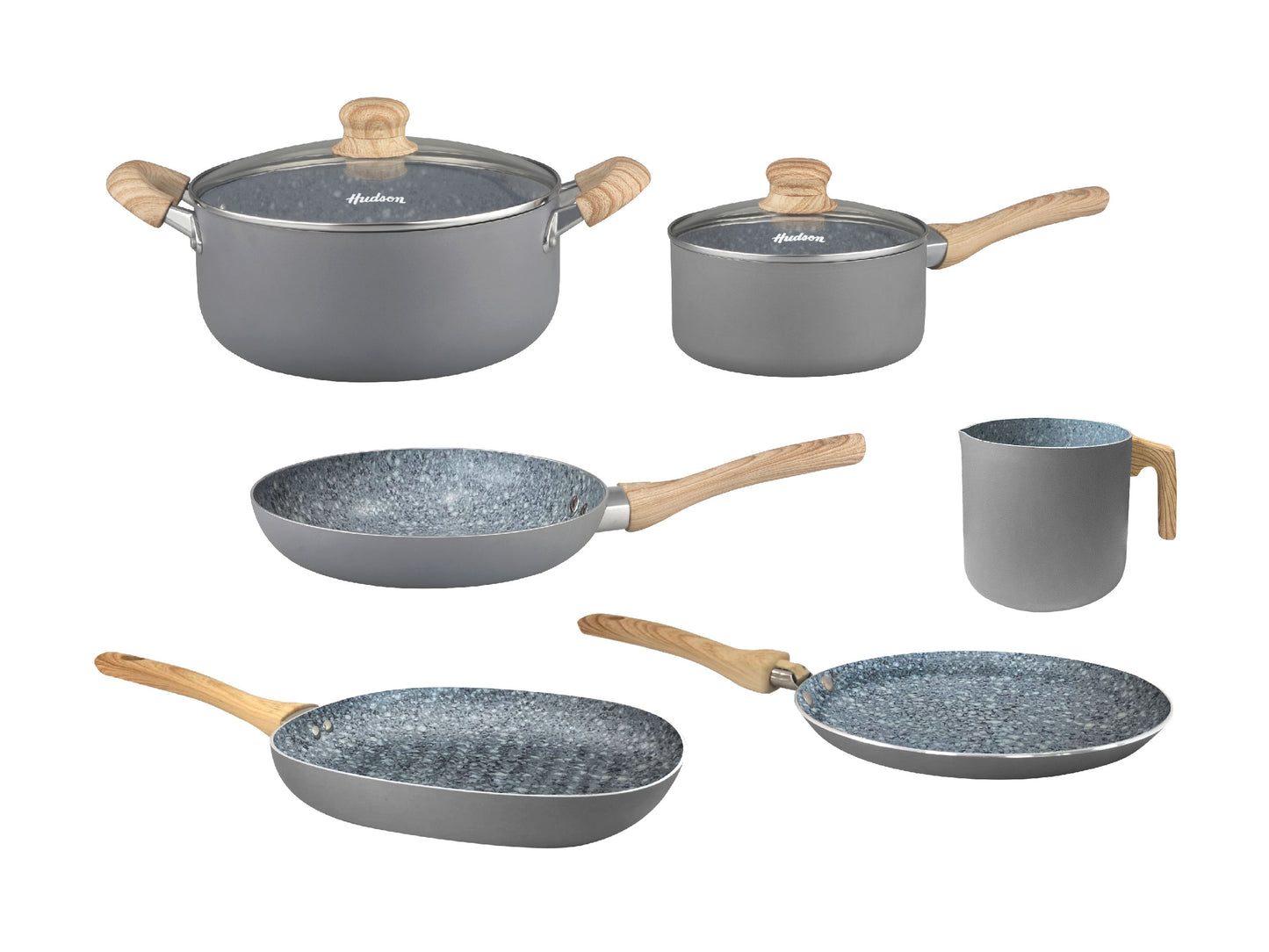 Kit Hudson Granito Olla Sarten Bifera Jarro Panquequera