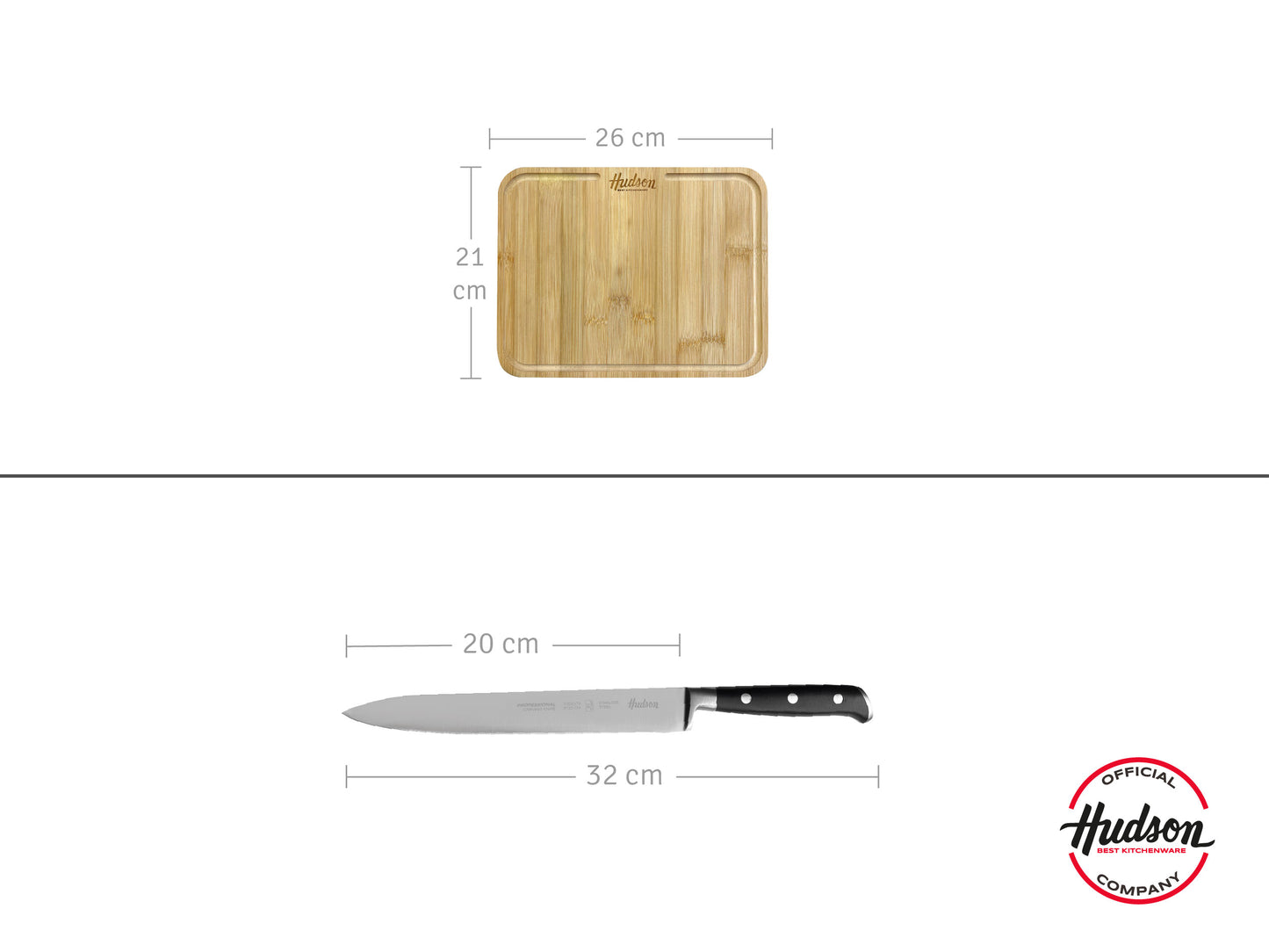 Set de Cuchillo Trinchador y Platos Bambú HUDSON