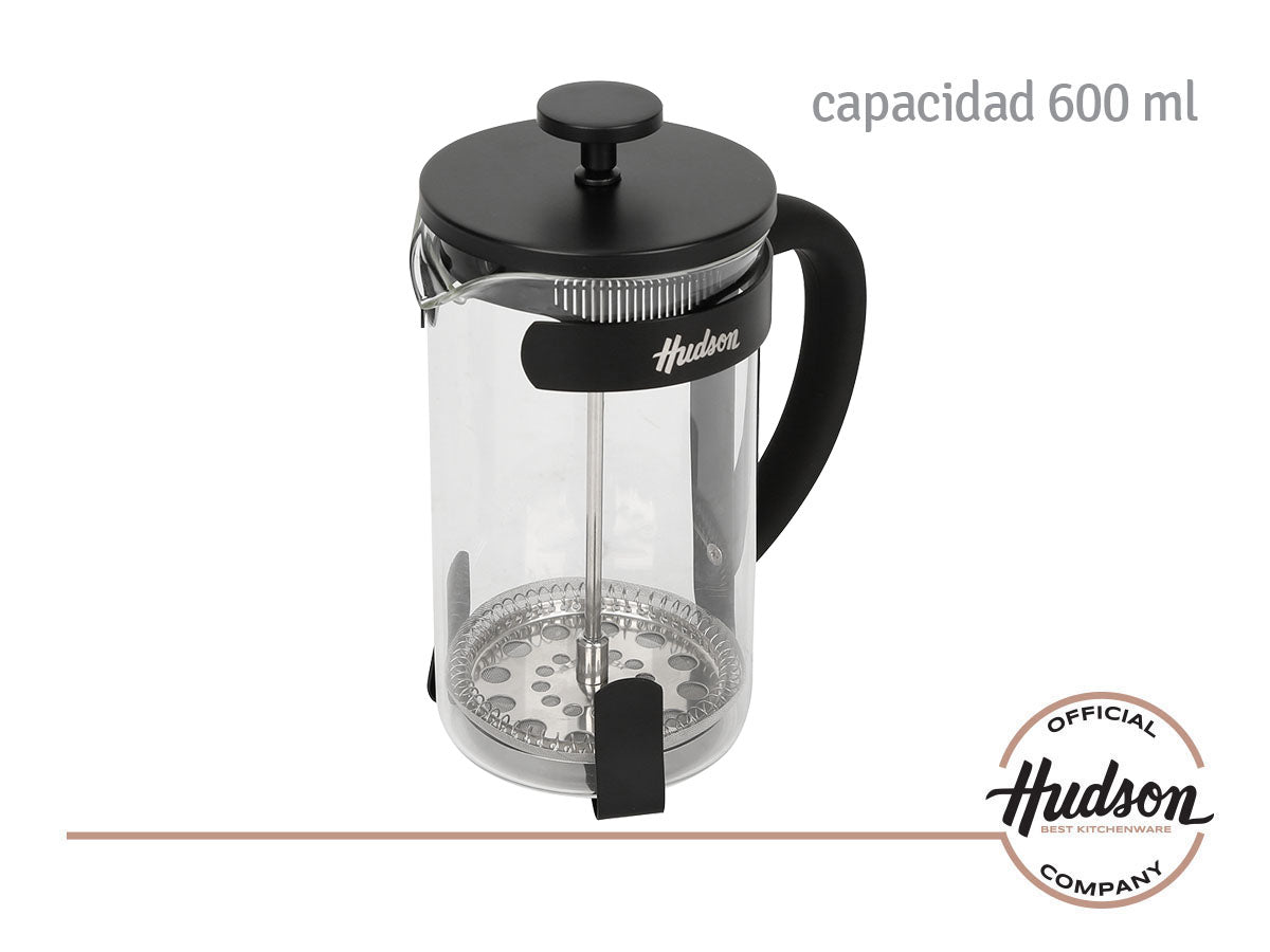 Cafetera Francesa Vidrio y Acero Inoxidable 600 ml Mango Soft Touch Negro