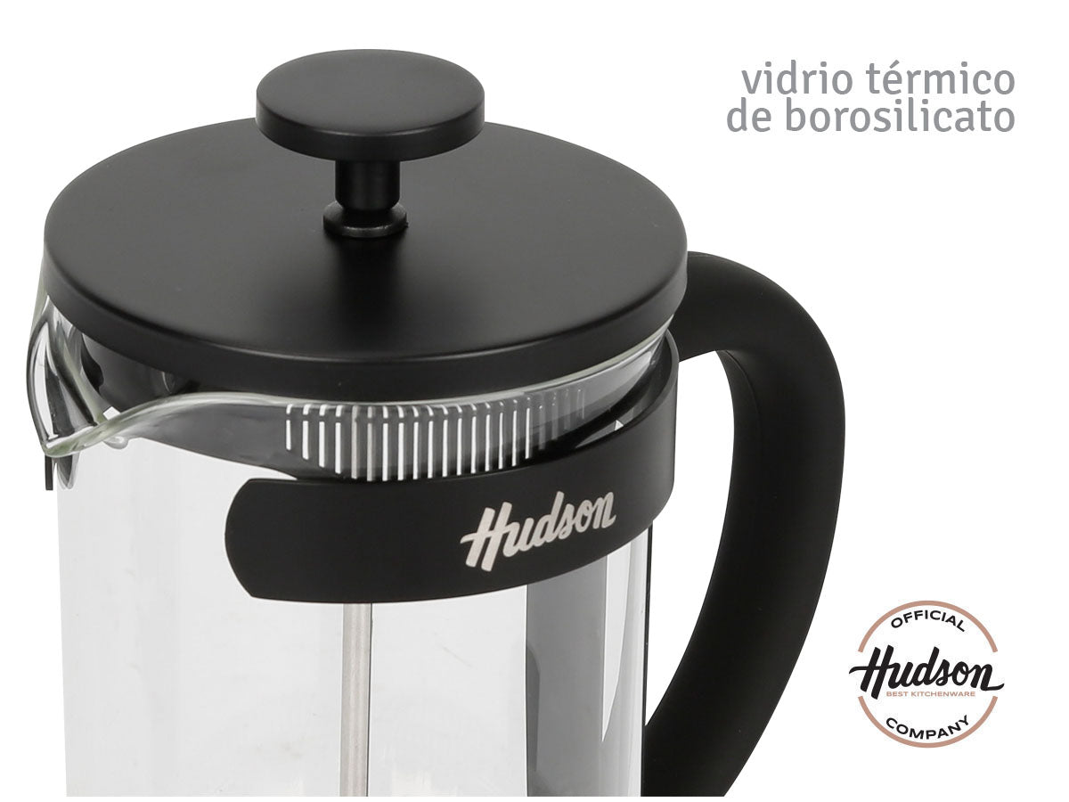 Cafetera Francesa Vidrio y Acero Inoxidable 600 ml Mango Soft Touch Negro