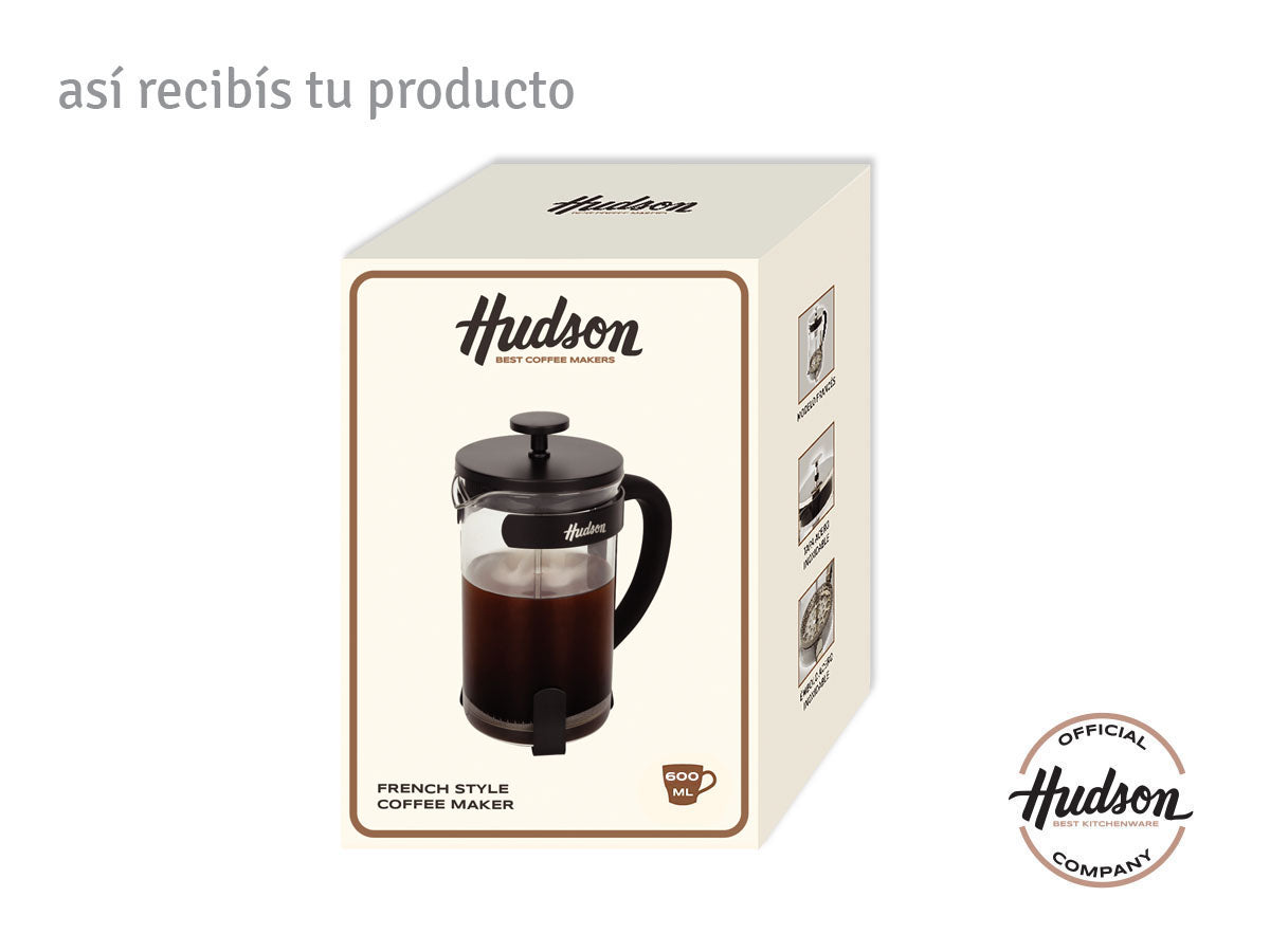 Cafetera Francesa Vidrio y Acero Inoxidable 600 ml Mango Soft Touch Negro