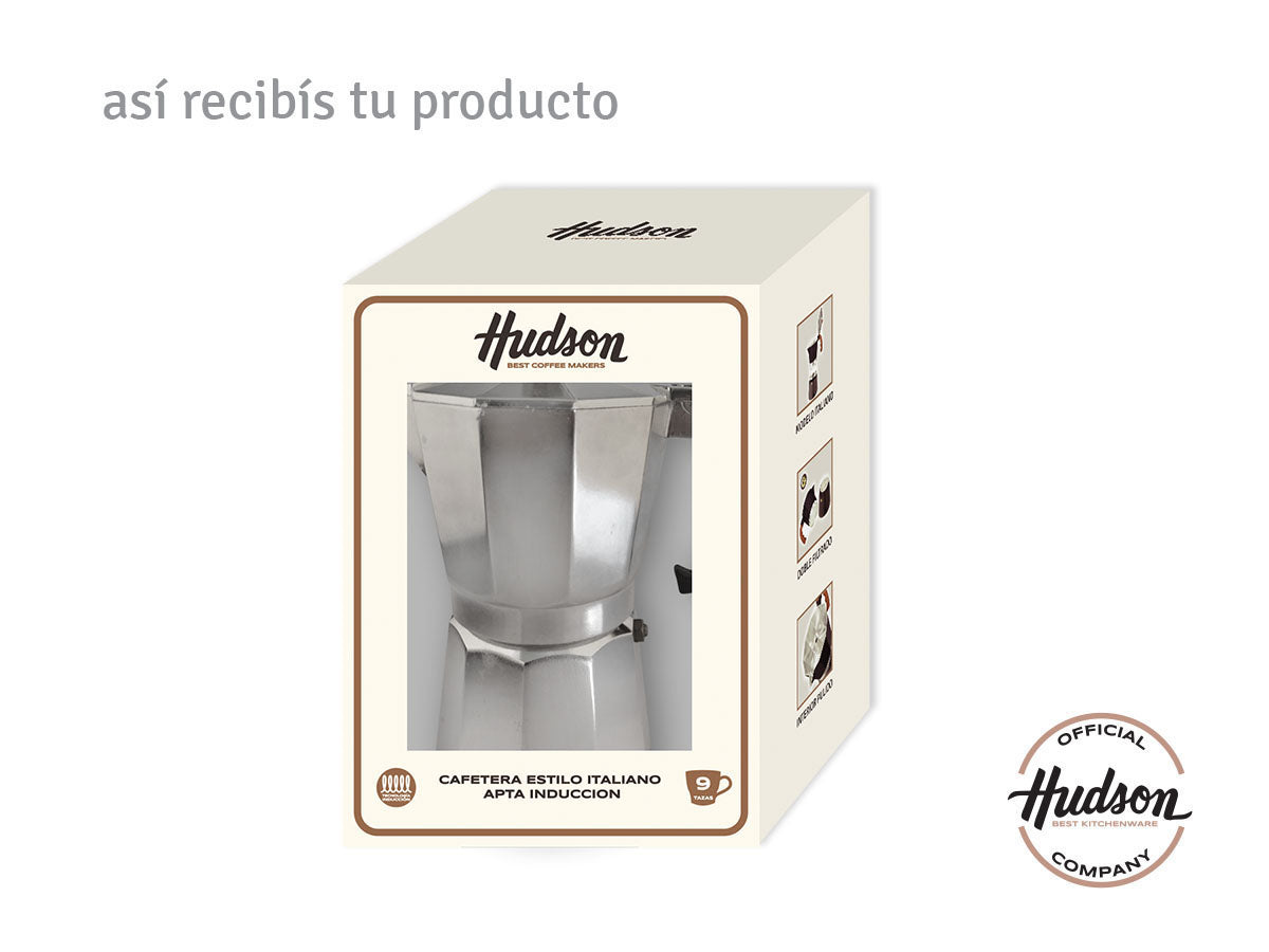 Cafetera Aluminio Pulido Tipo Italiana 9 Pocillos