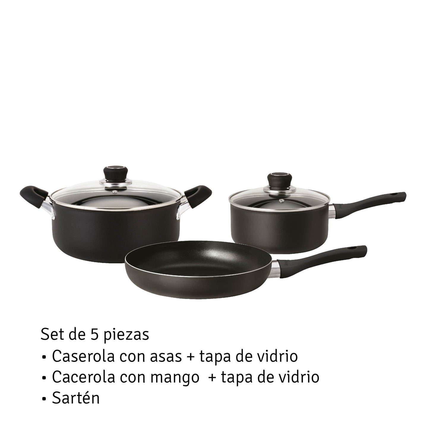 Batería De Cocina Hudson 5 Piezas  Antiadherente Aluminio