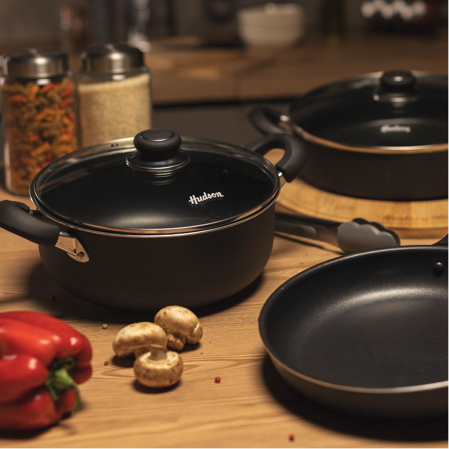 Batería De Cocina Hudson 5 Piezas  Antiadherente Aluminio