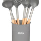 Set 6 Utensilios Con Mango De Madera Hudson Nylon Gris