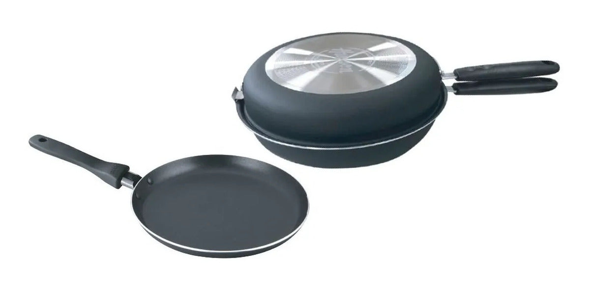 Set Sartén Doble 24 Cm + Panquequera 20 Cm Hudson Aluminio