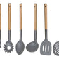 Set 6 Utensilios Con Mango De Madera Hudson Nylon Gris