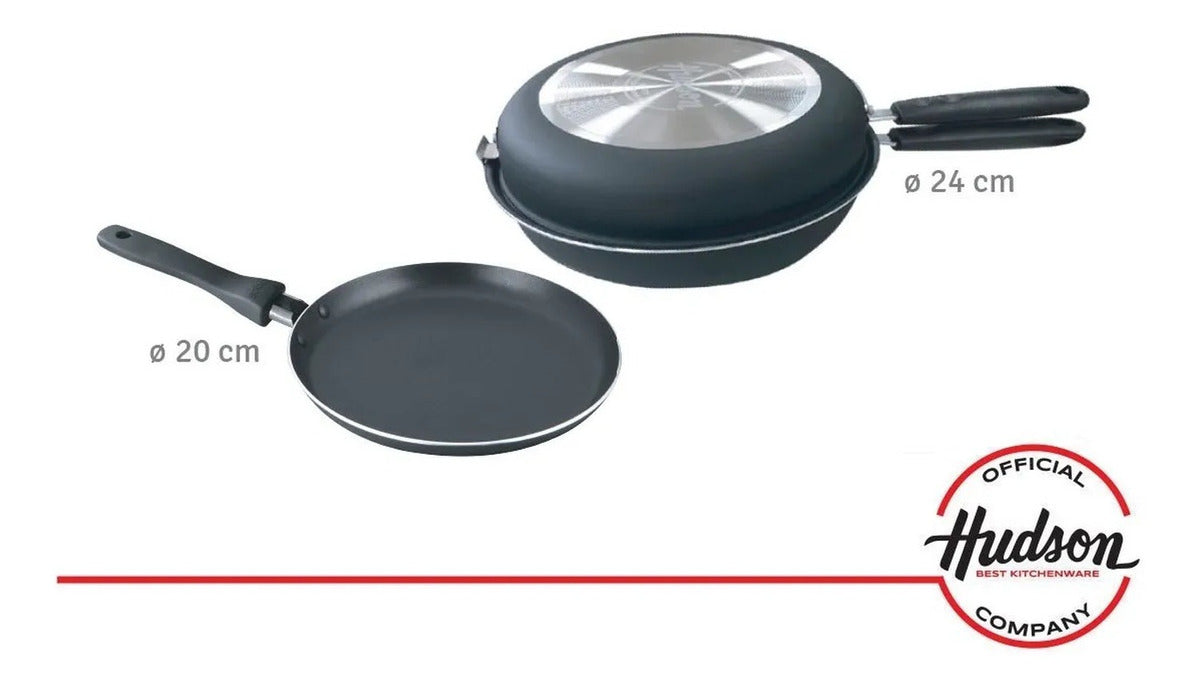 Set Sartén Doble 24 Cm + Panquequera 20 Cm Hudson Aluminio