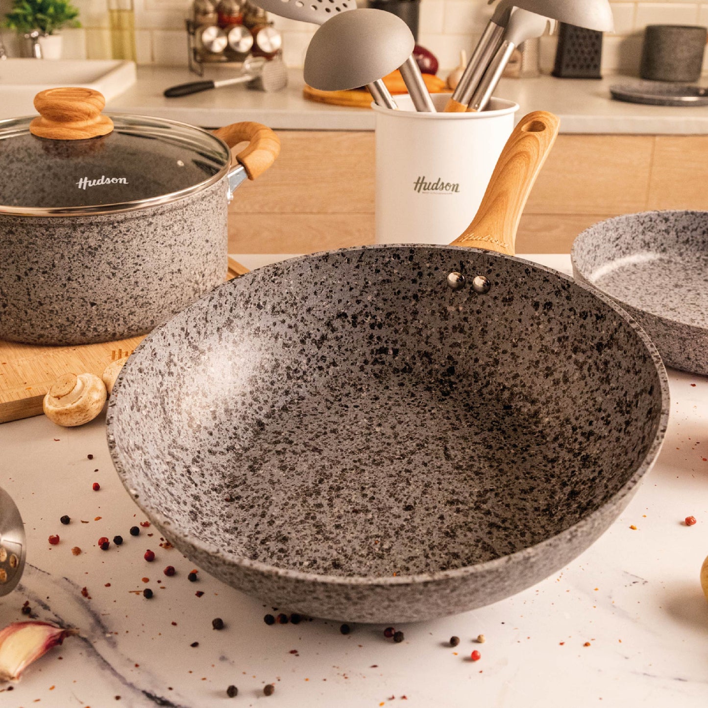 Wok de Aluminio Forjado 28cm Granito Stone