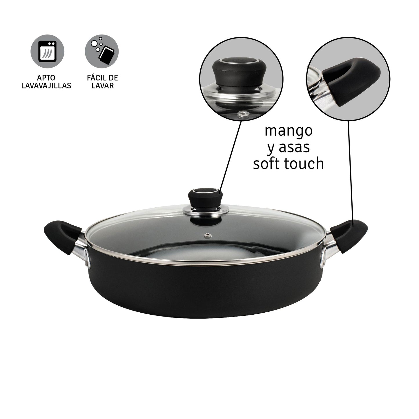 Paellera de Aluminio 28 cm Arrocera c/ Antiadherente