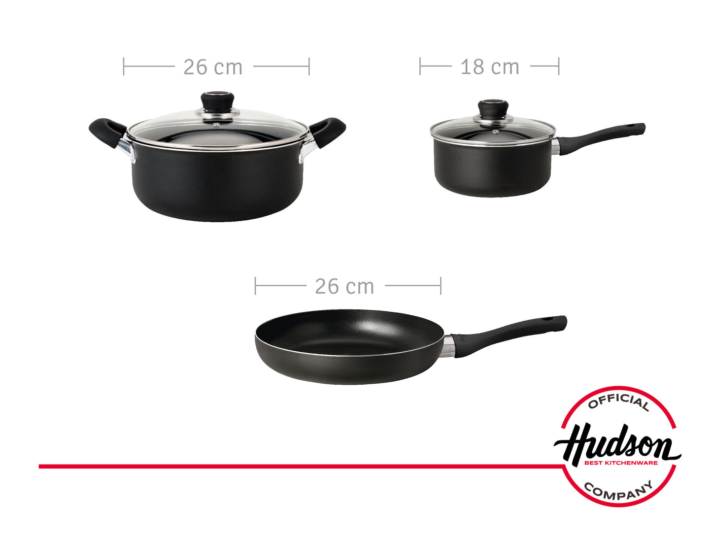 Kit Cacerolas + Utensilios + Sarten Linea Aluminio Hudson