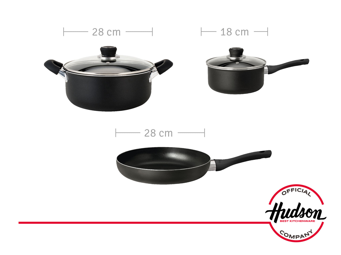 Kit Cacerolas + Utensilios + Sarten Linea Aluminio Hudson