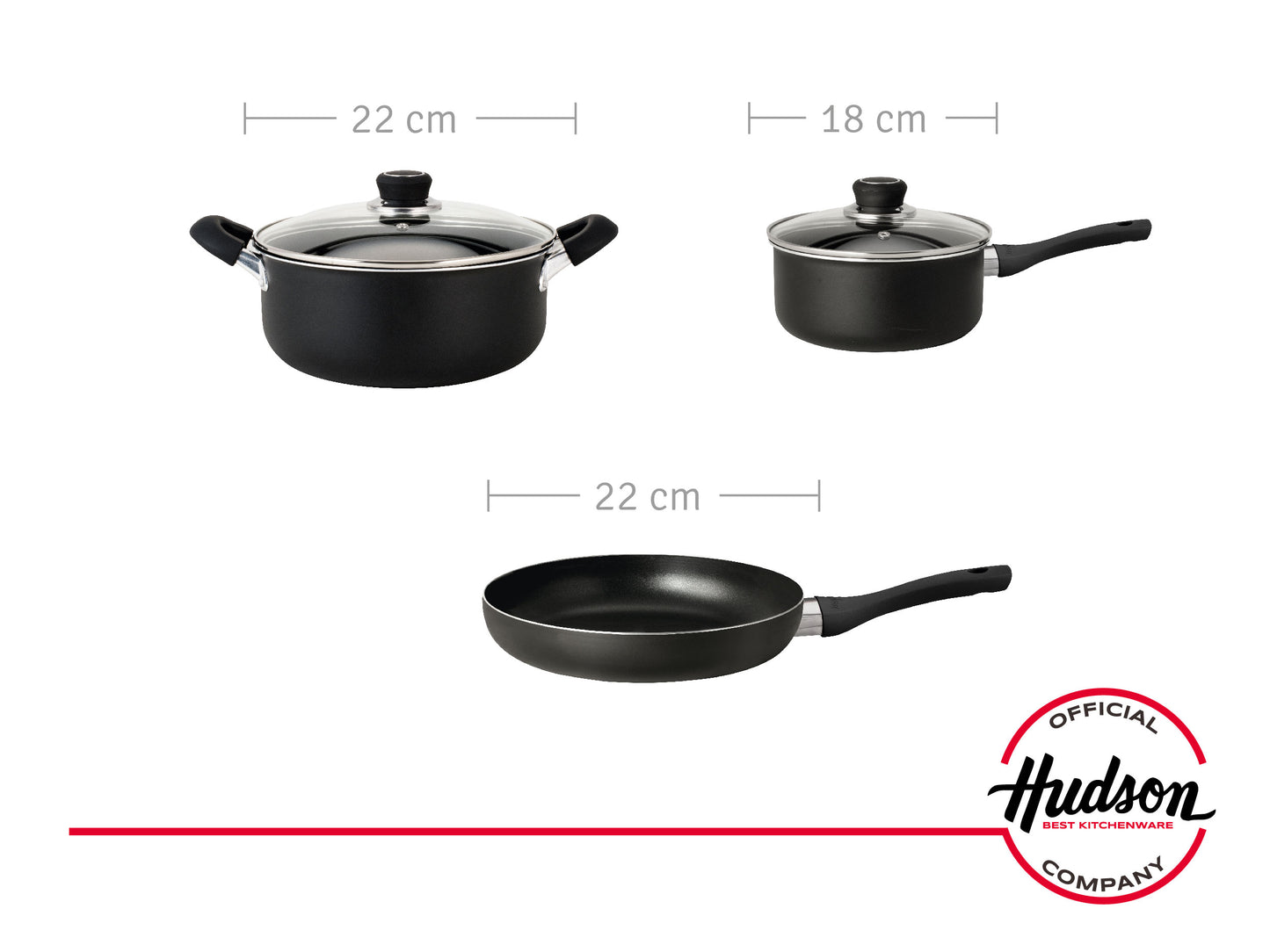 Kit Cocina Cacerolas + Utensilios + Sarten Linea Hudson