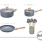 Kit Hudson Granito Bateria De 5 Piezas + Utensilios Madera