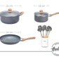 Kit Hudson Granito Bateria De 5 Piezas + Utensilios Madera
