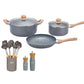 Kit Hudson Granito Bateria De 5 Piezas + Utensilios Madera