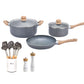 Kit Hudson Granito Bateria De 5 Piezas + Utensilios Madera