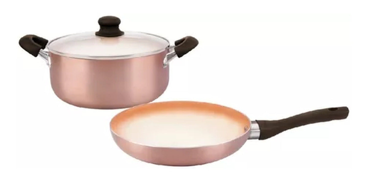 Set Cacerola 24 Cm + Sarten 28 Cm Cobre Hudson