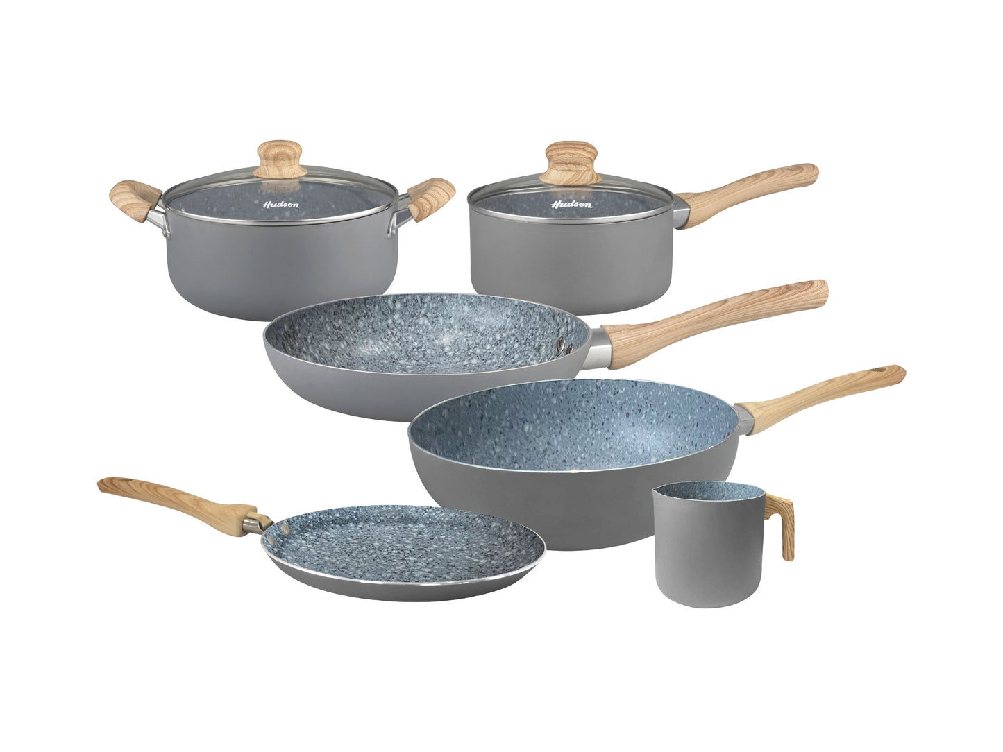 Bateria Granito de 8 piezas en Aluminio c/ Antiadherente
