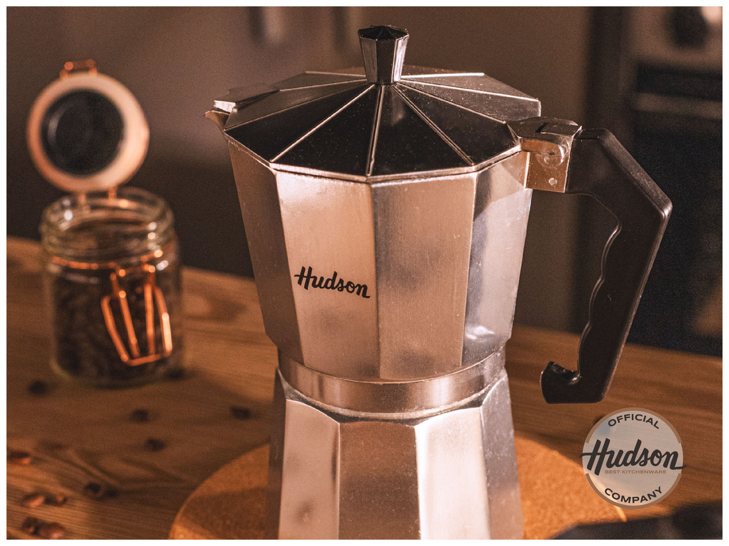 Cafetera Italiana Acero Pulido 12 Pocillos HUDSON