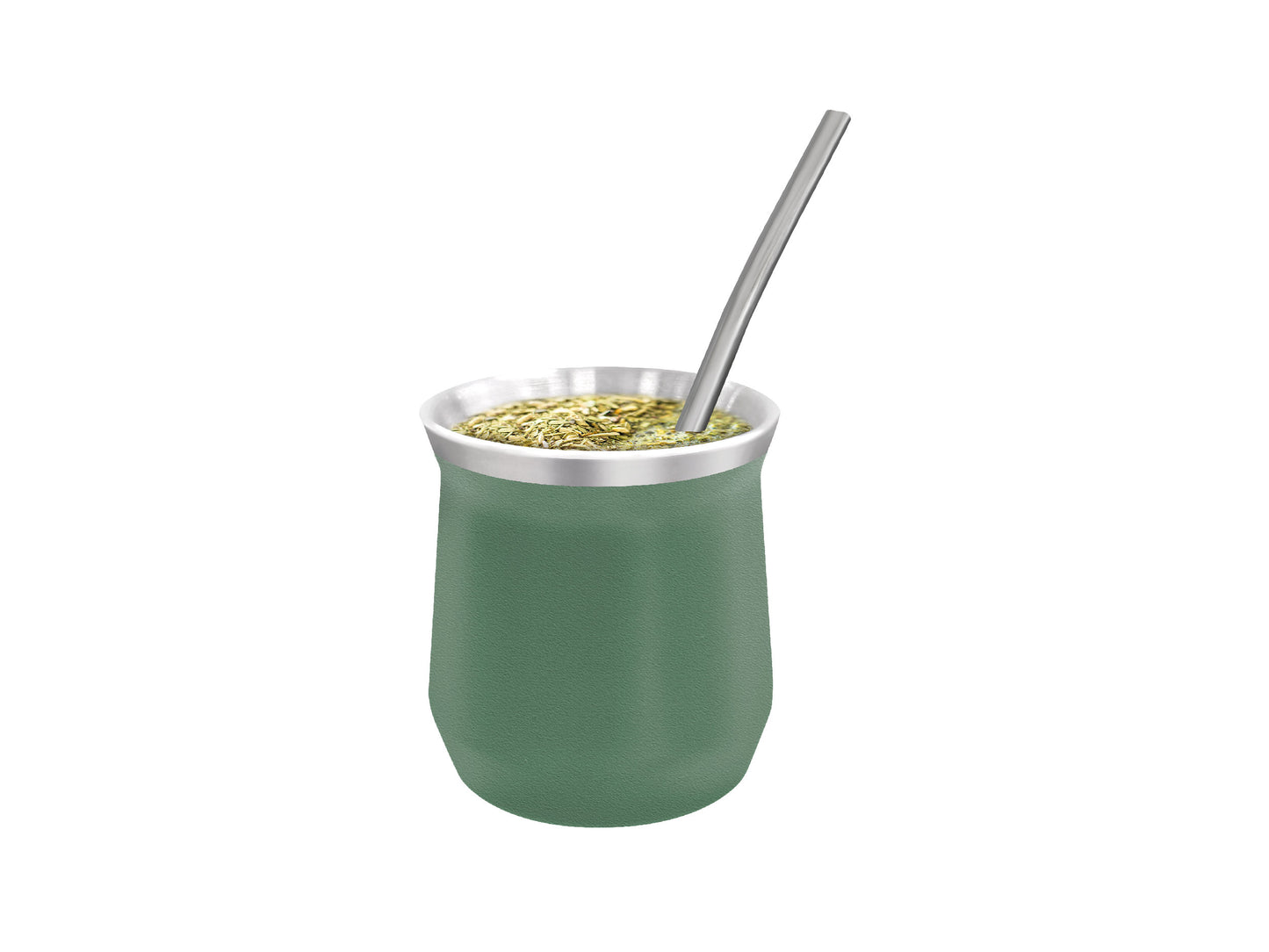 SET MATE ACERO INOX CON BOMBILLA VASO VERDE