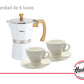 Set Cafetera Italiana Blanca + 2 Pocillos + Plato