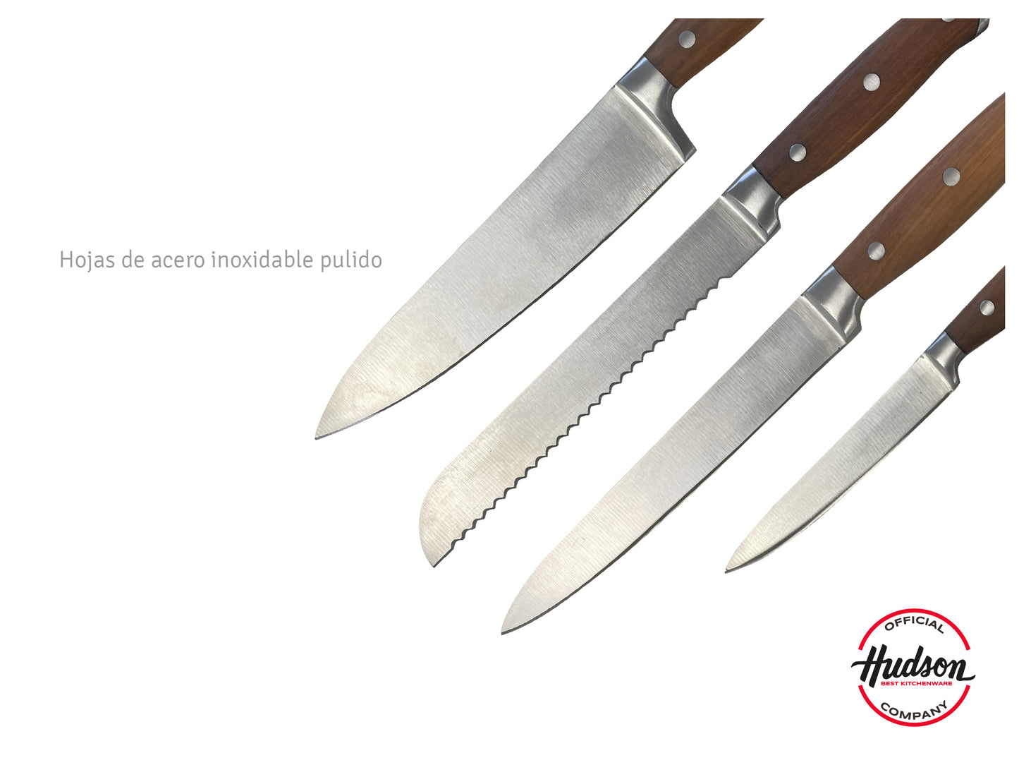 Set 4 Cuchillos Acero Inoxidable Y Mango De Madera