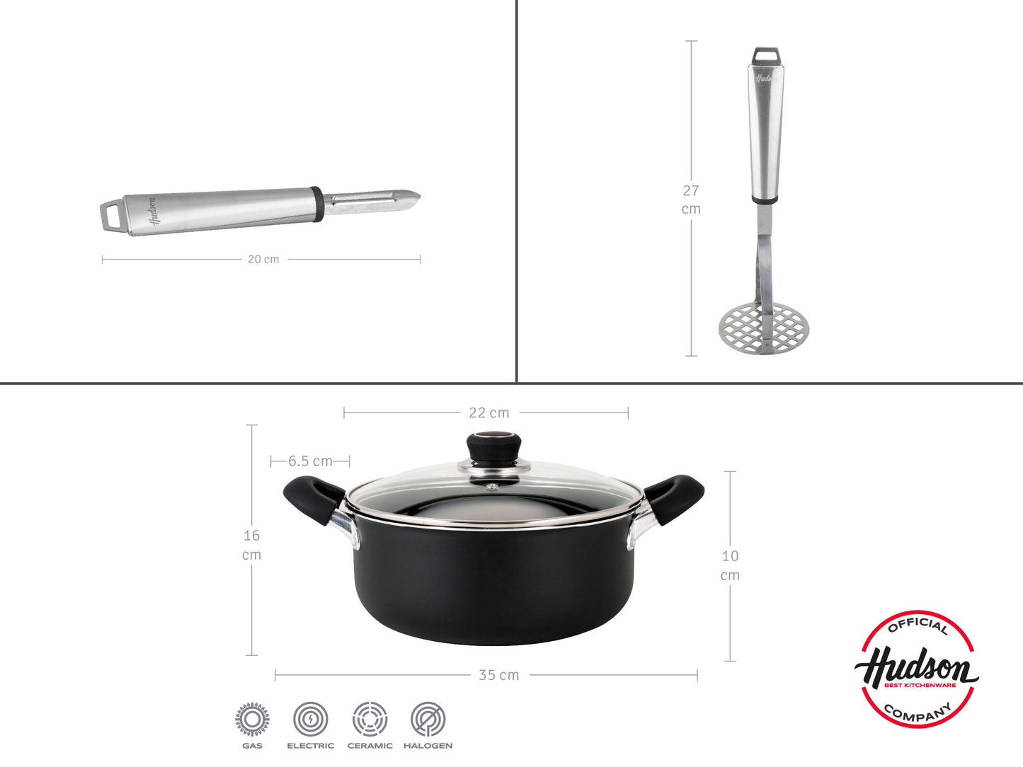 Set Olla, Pisa y Pelapapas de Acero Inoxidable