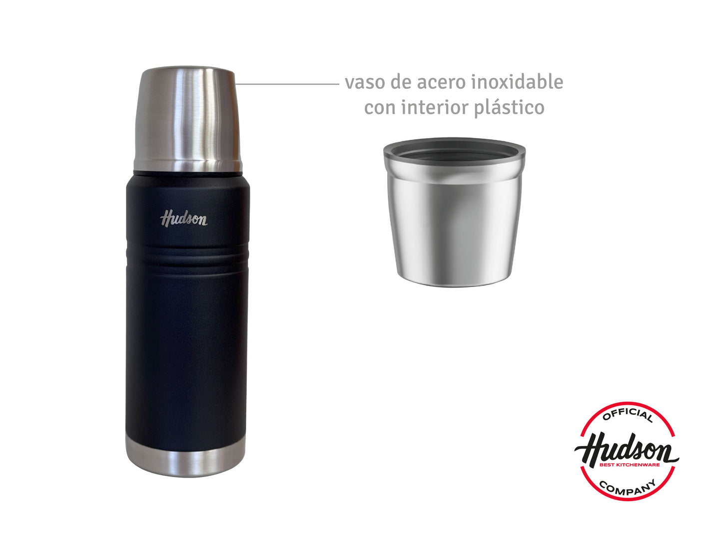 Termo Hudson 750 Negro  De Acero Inoxidable