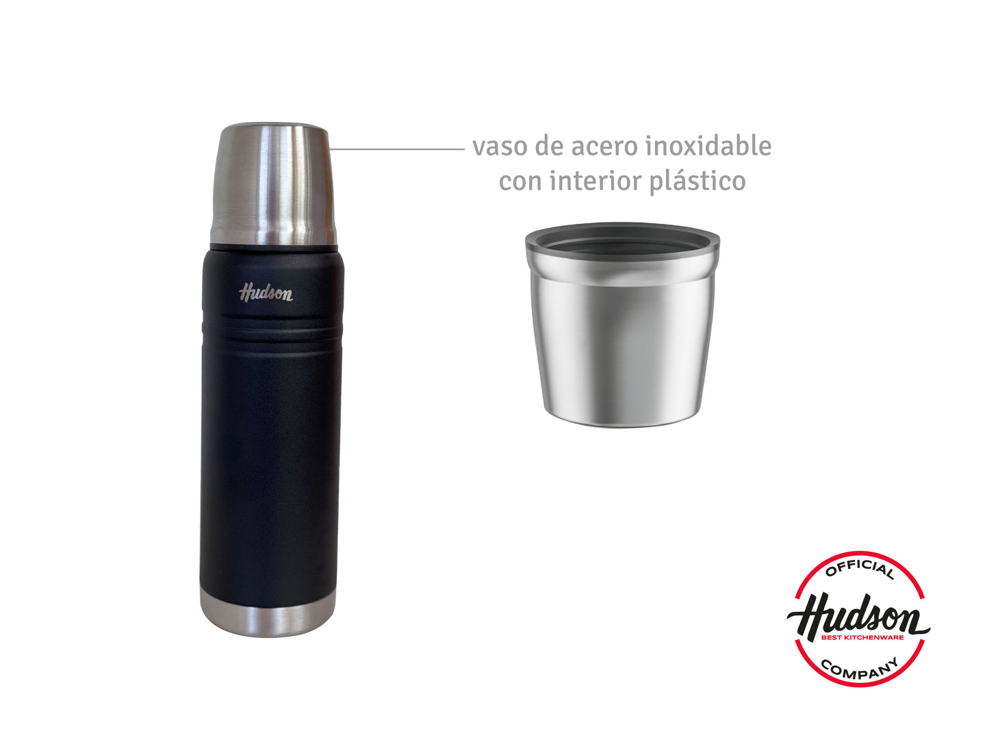 Termo Hudson 500 Ml Negro De Acero Inoxidable