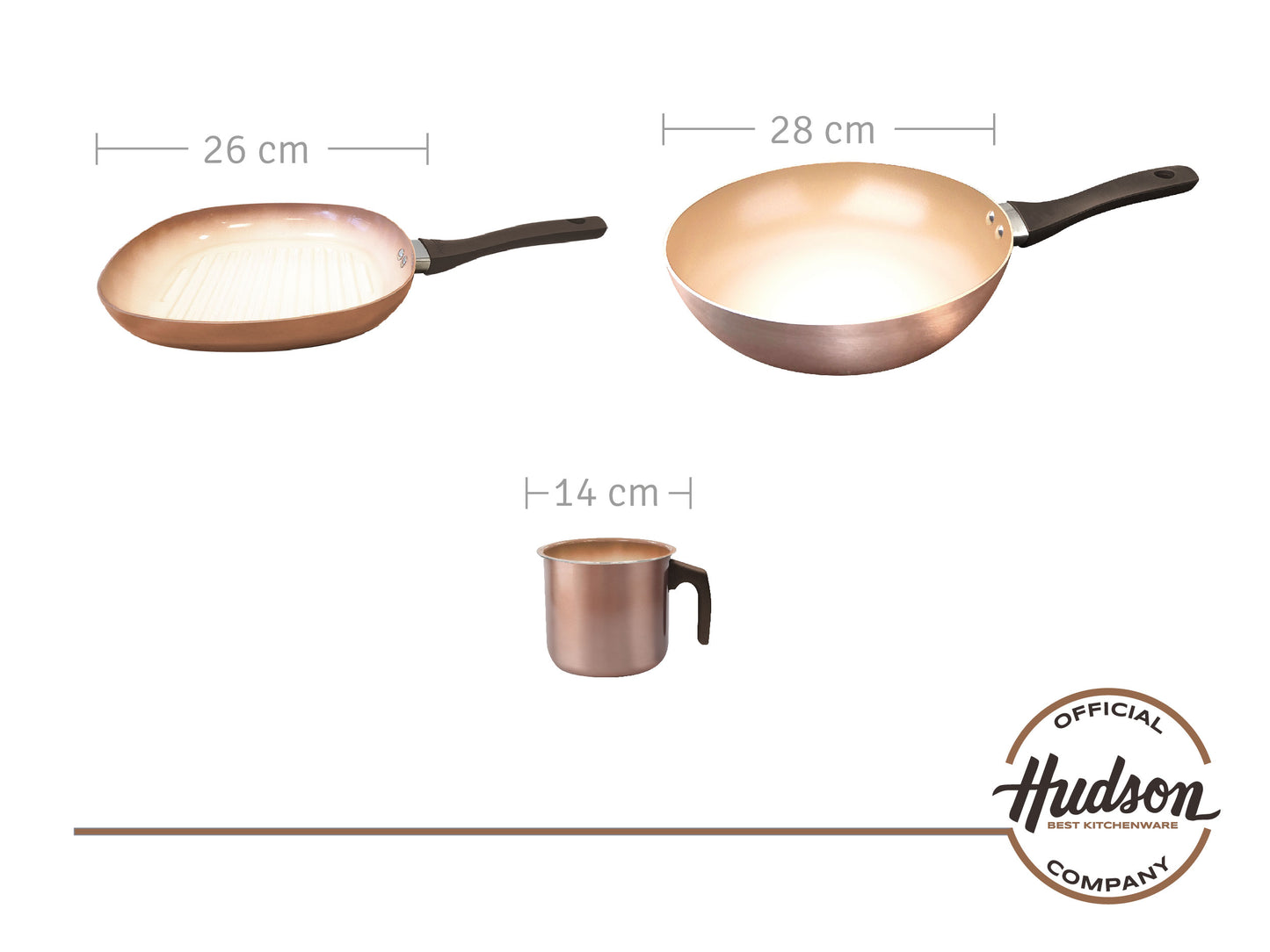 Set Bateria Cobre + Wok + Jarro + Bifera Linea Hudson