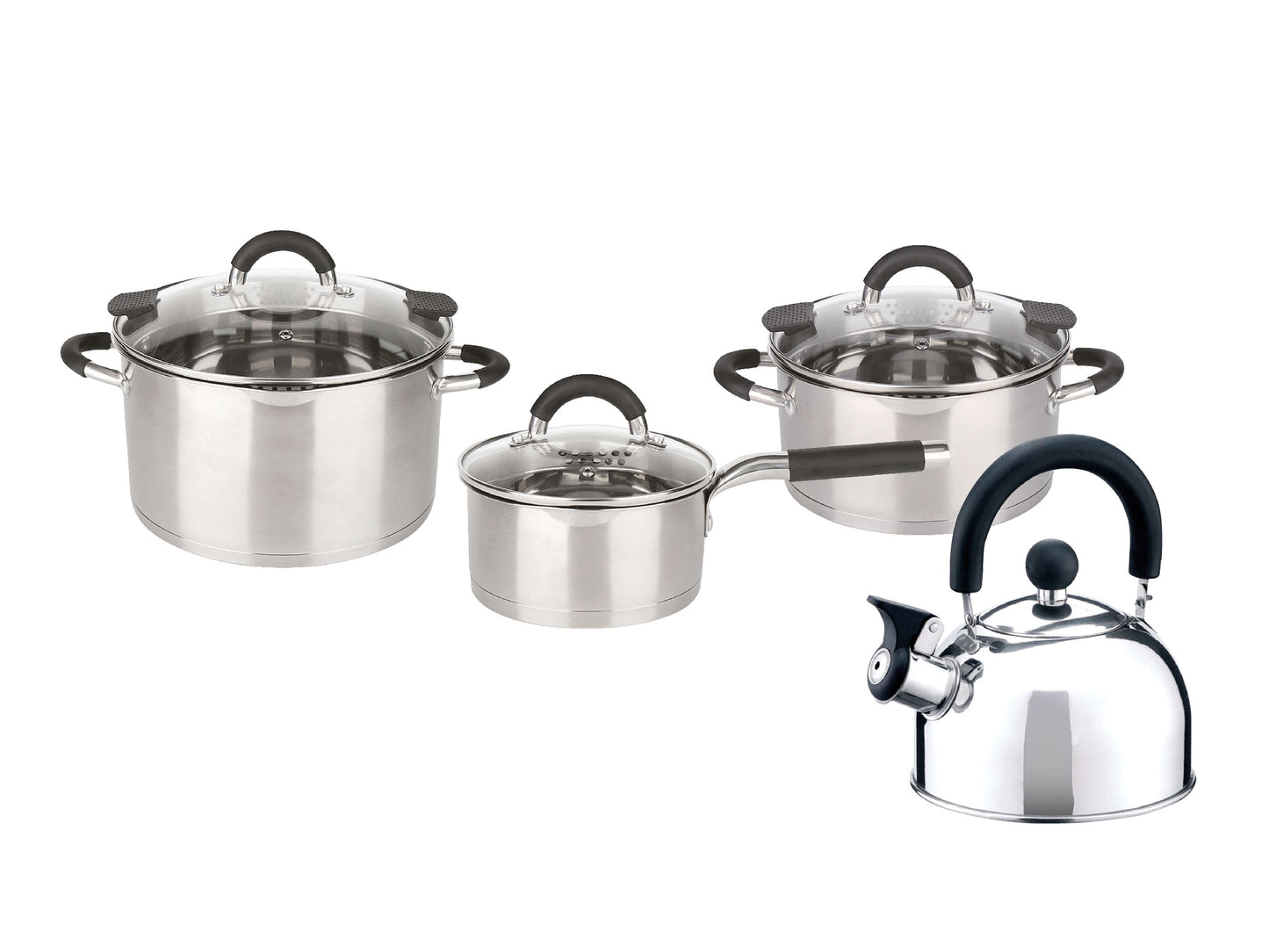 Set Acero Inox Bateria + Pava Hudson Oficial