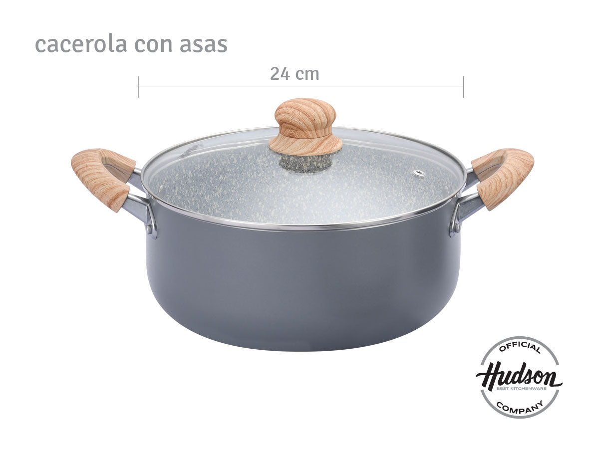 Batería De Cocina Hudson   Antiadherente Granito 5 Piezas