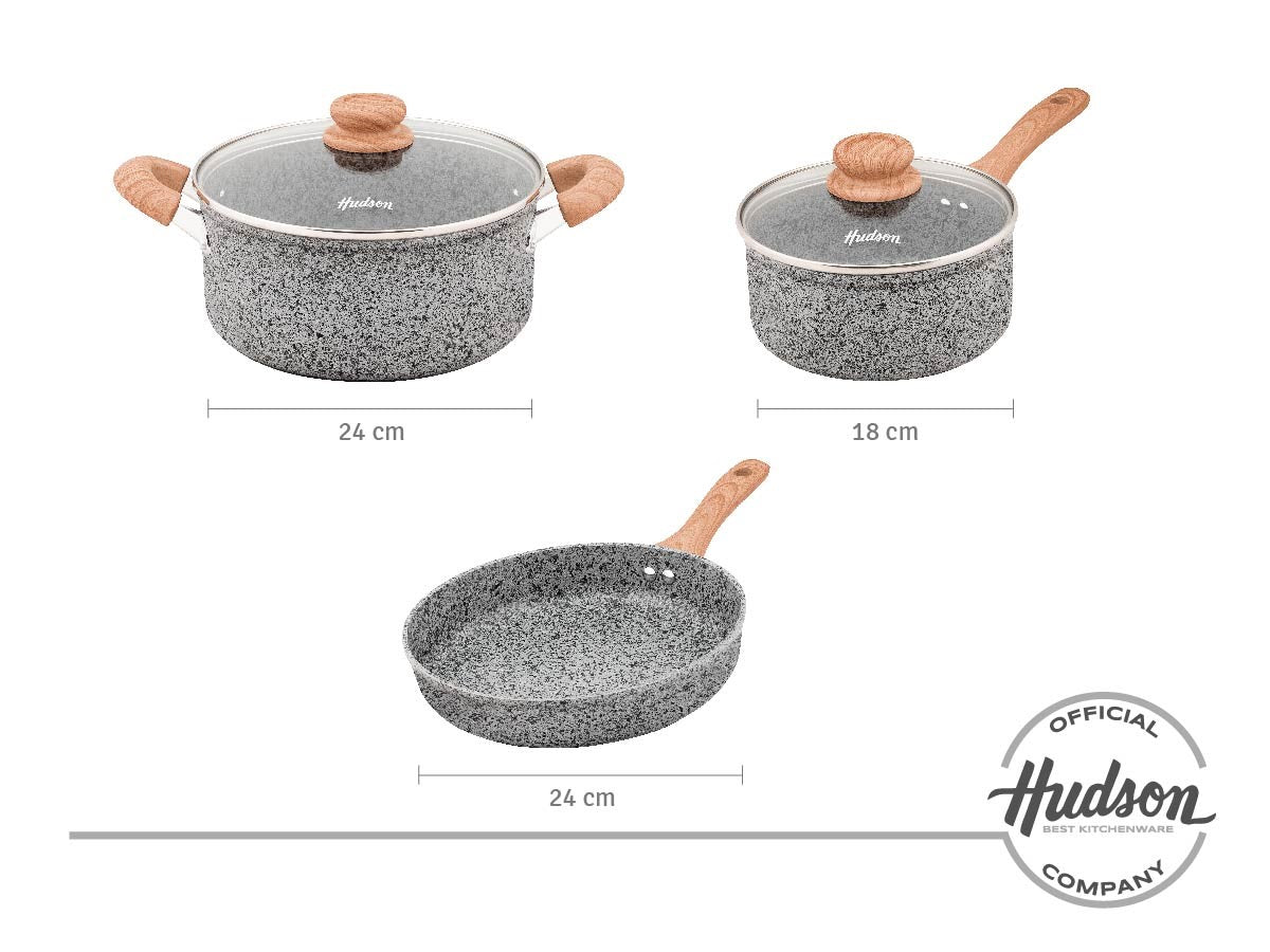 Bateria Granito Stone Forjado Antiadherente 5 Piezas