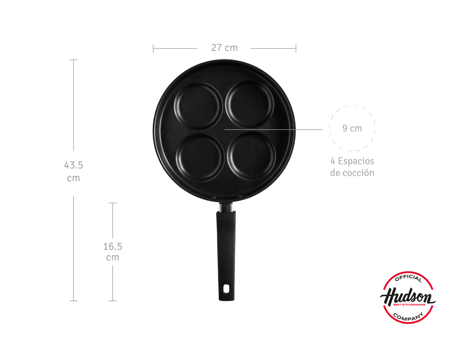 Sartén Aluminio Para Huevos 4 En 1 Hudson Negro