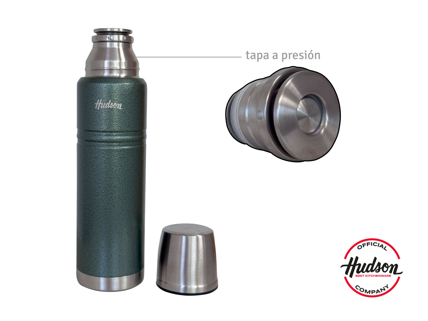 Termo Hudson 1 litro vERDE  De Acero Inoxidable