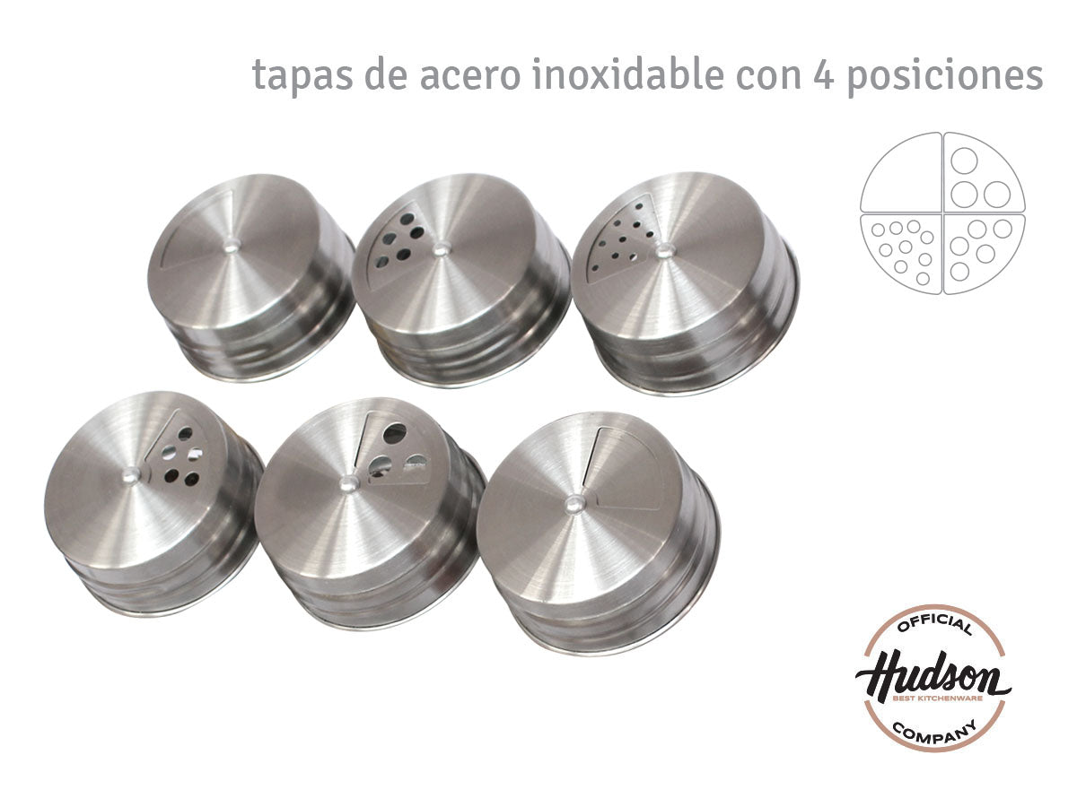 Especieros de vidrio x 6 con rack HUDSON