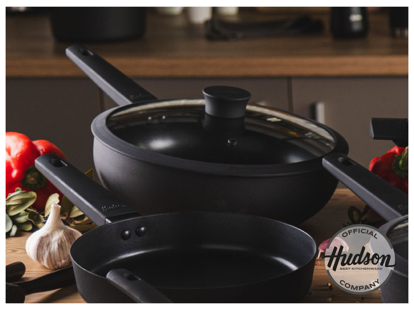 Wok De Aluminio C/mango Y Tapa De Cristal De 32 Cm