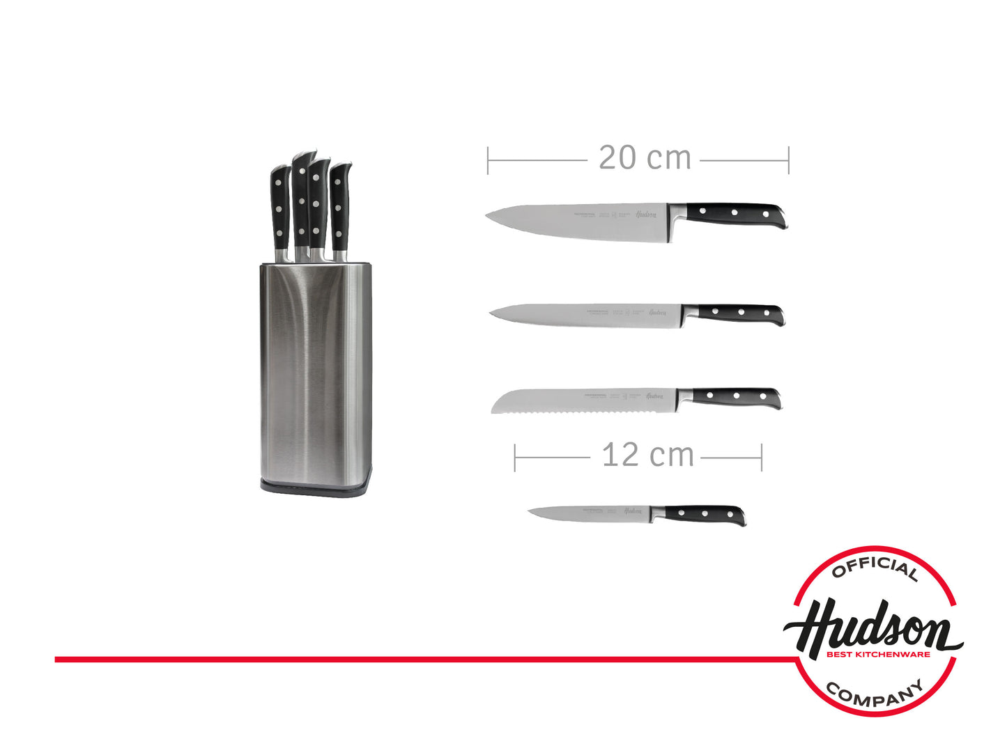 Set 4 Cuchillos Linea Professional Acero Inoxidable Hudson
