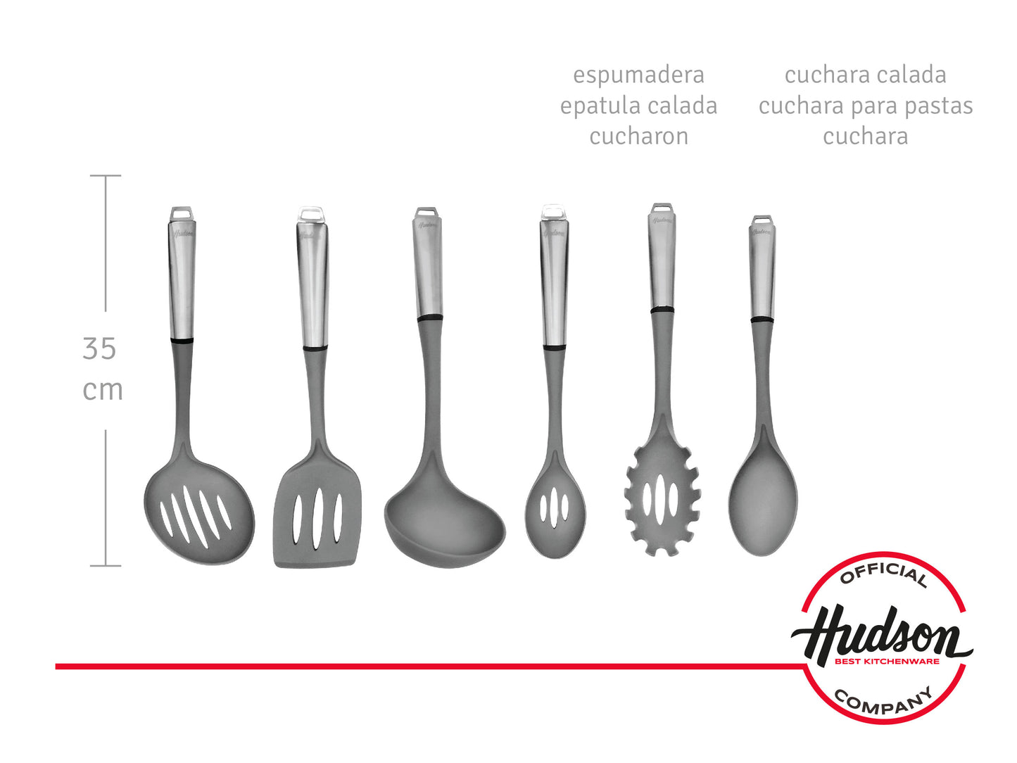 Set 6 Utensilios Nylon Y Acero Hudson