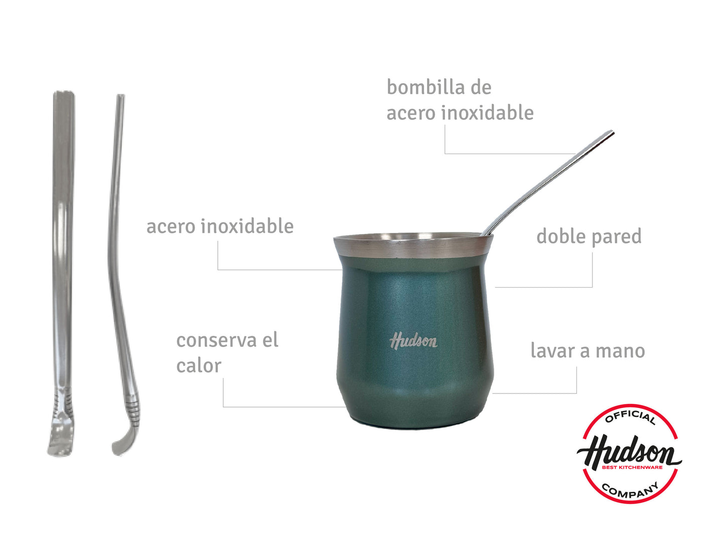 Termo 1 Litro + Mate Verde Vaso