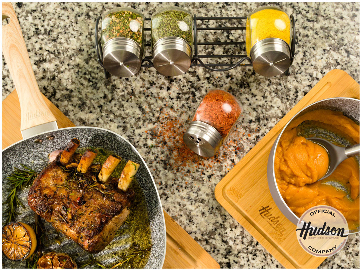 Rack Especiero de 4 frascos de vidrio HUDSON