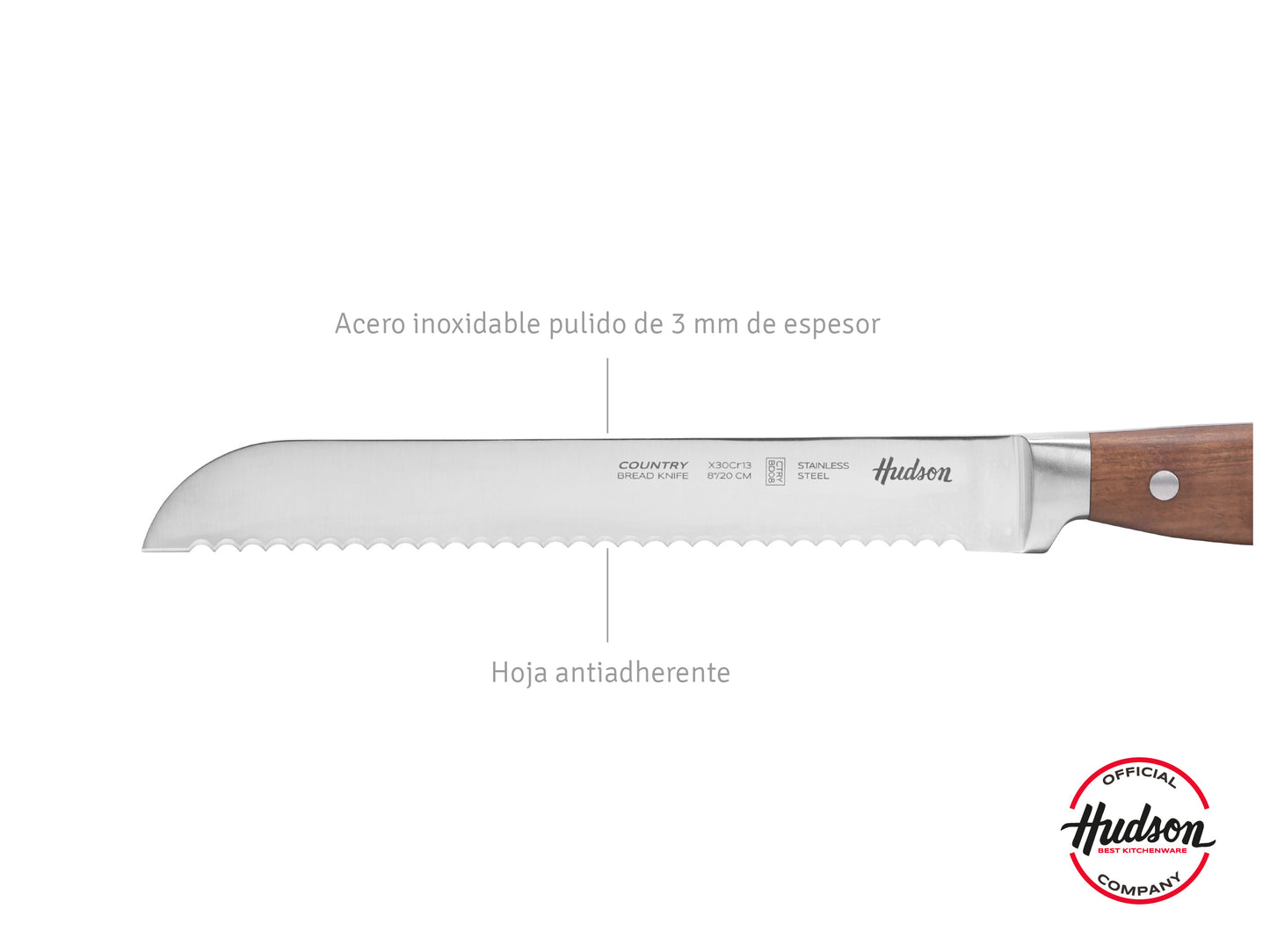 Cuchillo Para Pan Acero Inoxidable Mango Madera