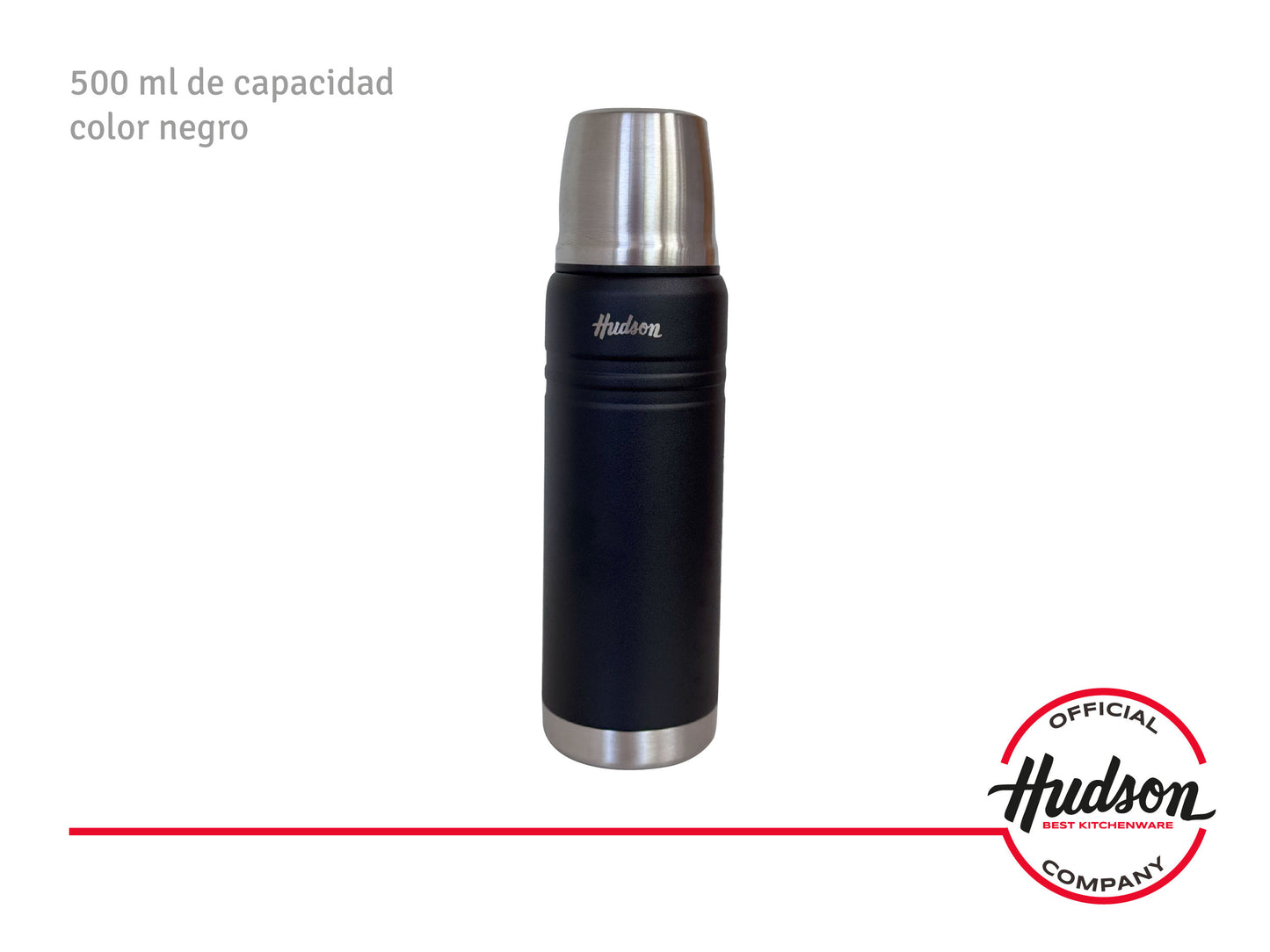 Termo Hudson 500 Ml Negro De Acero Inoxidable