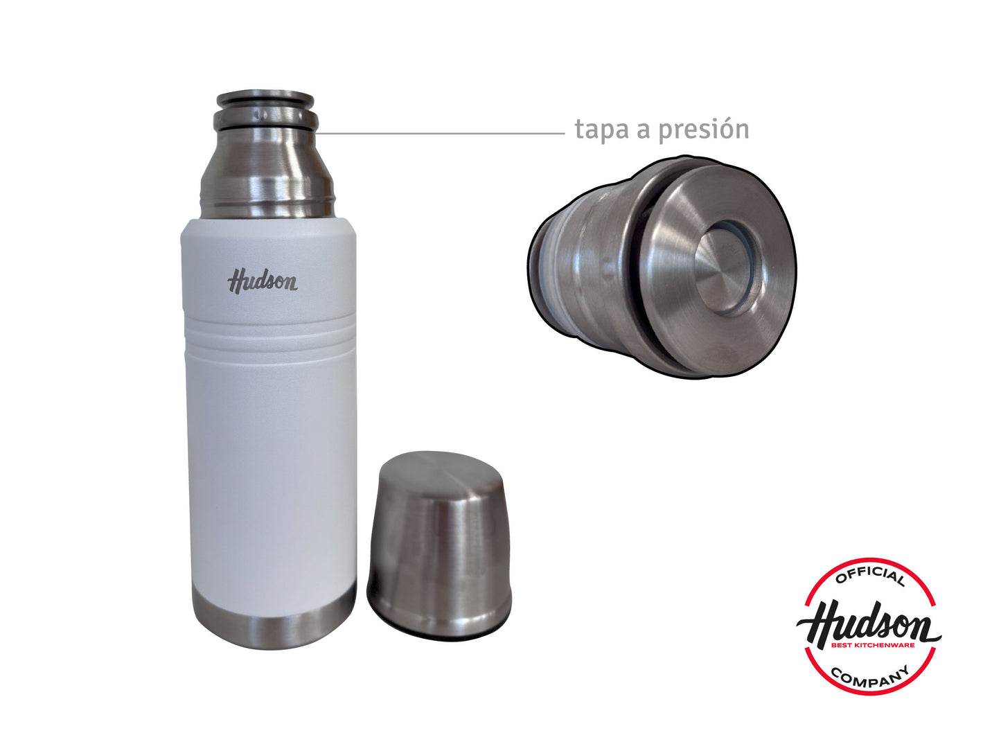 Termo Hudson 750 Ml Blanco De Acero Inoxidable