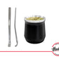 SET MATE ACERO INOX CON BOMBILLA VASO NEGRO