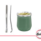 SET MATE ACERO INOX CON BOMBILLA VASO VERDE