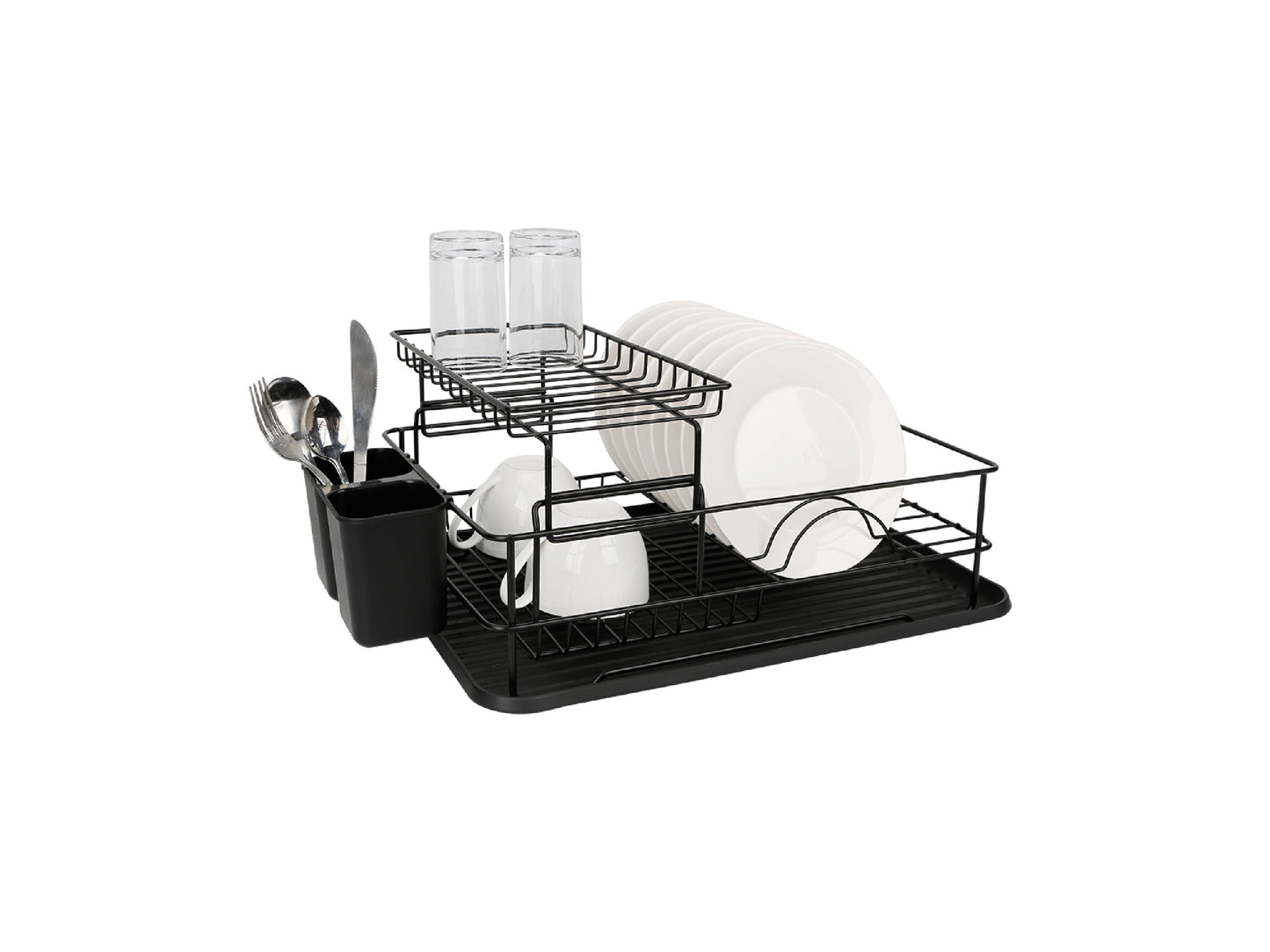 Escurridor De Platos Negro 2pisos Madera