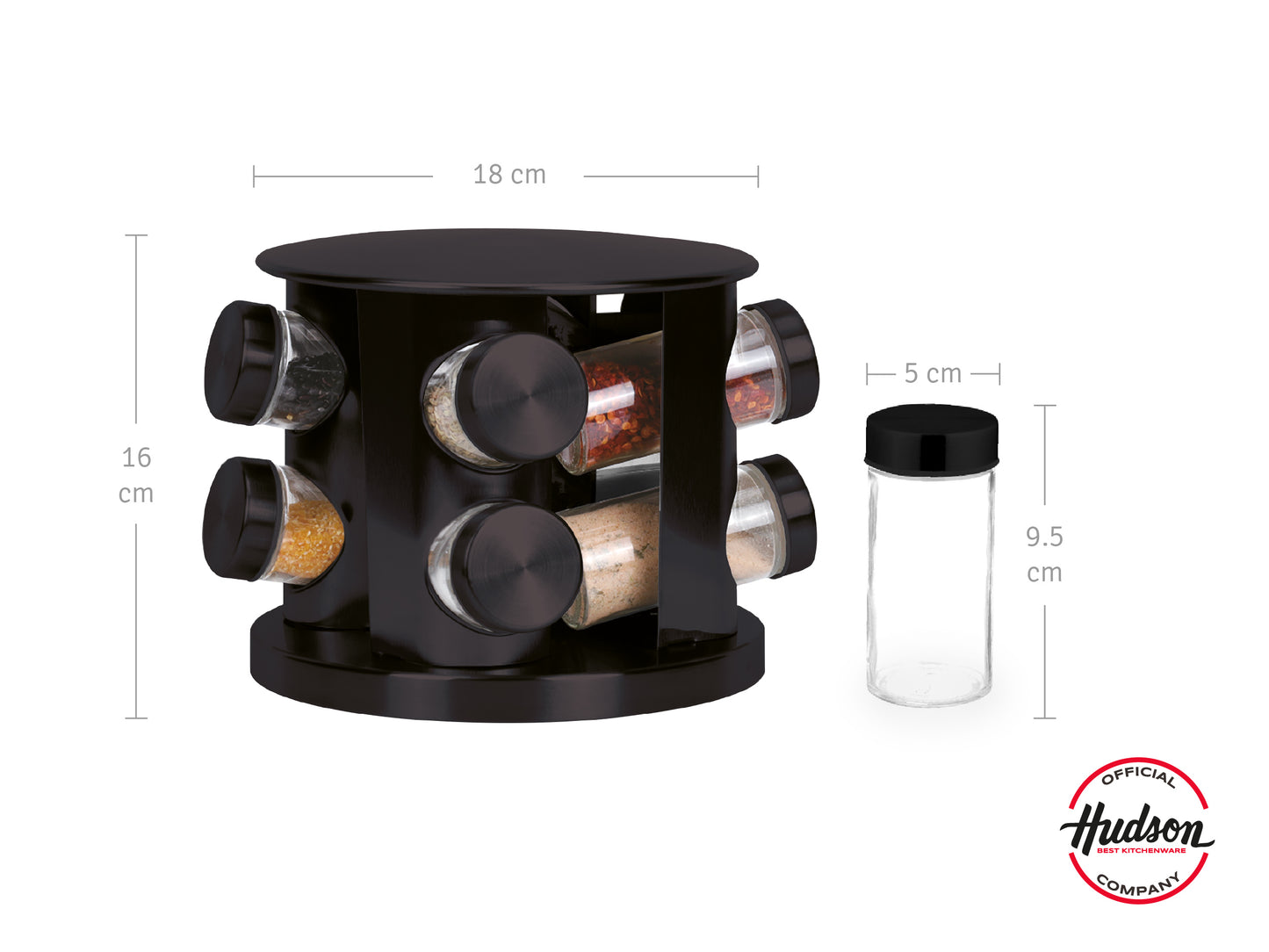 Especiero Giratorio De 8 Frascos Acero Inox Negro