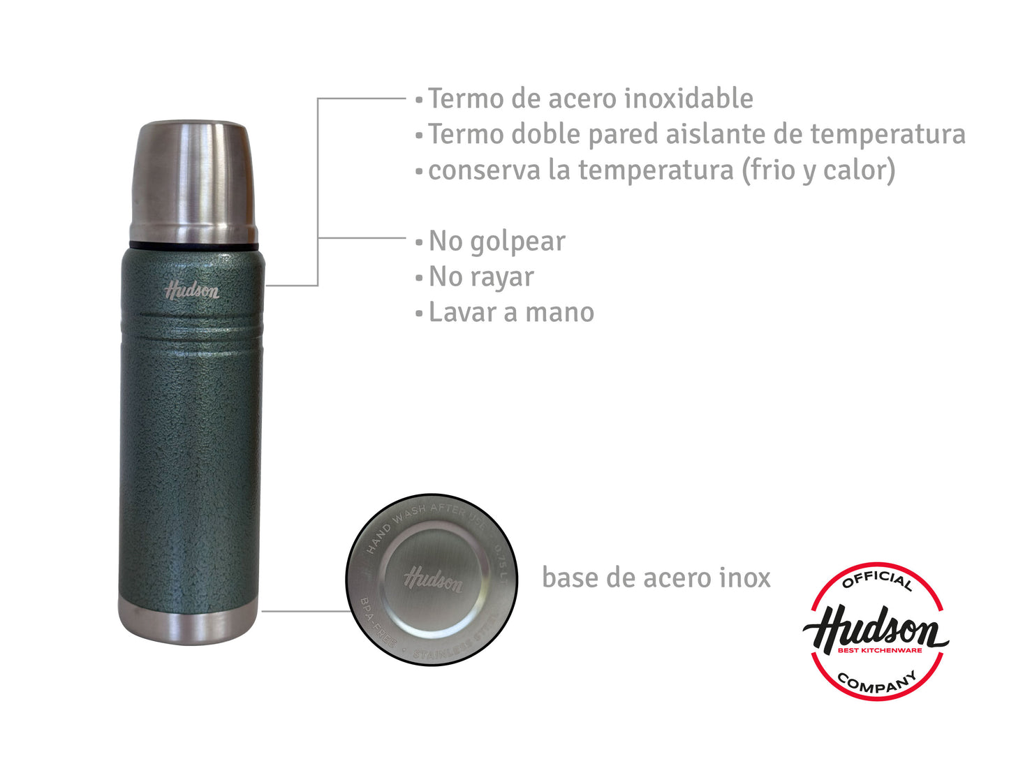 Termo Hudson Acero Verde De Acero Inoxidable 500 Ml
